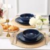 image:imagevicrays Ceramic Salad Bowls Set for Kitchen Serving  26 Ounce Soup Bowls Pasta Bowls Chip Resistant Dishwasher Microwave Safe Large Fluted stoneware Set of 6 GreenBlue