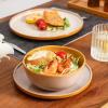 image:imagevicrays Ceramic Salad Bowls Set for Kitchen Serving  26 Ounce Soup Bowls Pasta Bowls Chip Resistant Dishwasher Microwave Safe Large Fluted stoneware Set of 6 GreenBeige