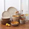 image:imagevicrays Ceramic Salad Bowls Set for Kitchen Serving  32 Ounce Soup Bowls Pasta Bowls Chip Resistant Dishwasher Microwave Safe Large Fluted stoneware Set of 6 RedBeige