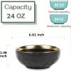 image:imagevicrays Ceramic Salad Bowls Set for Kitchen Serving  32 Ounce Soup Bowls Pasta Bowls Chip Resistant Dishwasher Microwave Safe Large Fluted stoneware Set of 6 RedBlack with Golden