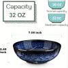 image:imagevicrays Ceramic Salad Bowls Set for Kitchen Serving  32 Ounce Soup Bowls Pasta Bowls Chip Resistant Dishwasher Microwave Safe Large Fluted stoneware Set of 4 BlueBlue