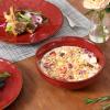 image:imagevicrays Ceramic Salad Bowls Set for Kitchen Serving  32 Ounce Soup Bowls Pasta Bowls Chip Resistant Dishwasher Microwave Safe Large Fluted stoneware Set of 6 RedCherry Red