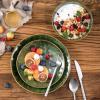 image:imagevicrays Ceramic Salad Bowls Set for Kitchen Serving  32 Ounce Soup Bowls Pasta Bowls Chip Resistant Dishwasher Microwave Safe Large Fluted stoneware Set of 6 RedGreen