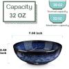 image:imagevicrays Ceramic Salad Bowls Set for Kitchen Serving  32 Ounce Soup Bowls Pasta Bowls Chip Resistant Dishwasher Microwave Safe Large Fluted stoneware Set of 6 RedBlue