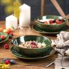 image:imagevicrays Ceramic Salad Bowls Set for Kitchen Serving  32 Ounce Soup Bowls Pasta Bowls Chip Resistant Dishwasher Microwave Safe Large Fluted stoneware Set of 4 BlueGreen