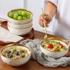 image:imagevicrays Ceramic Salad Bowls Set for Kitchen Serving  32 Ounce Soup Bowls Pasta Bowls Chip Resistant Dishwasher Microwave Safe Large Fluted stoneware Set of 6 RedWhite with Golden