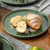 image:imagevicrays Ceramic Salad Plates Set  Porcelain 8 Inch Flat Dessert Appetizer Plate for Lunch Home Party Restaurant  Scratch Resistant Microwave Oven and Dishwasher Safe  Set of 6 BeigeGreen