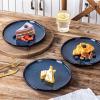 image:imagevicrays Ceramic Salad Plates Set  Porcelain 8 Inch Flat Dessert Appetizer Plate for Lunch Home Party Restaurant  Scratch Resistant Microwave Oven and Dishwasher Safe  Set of 6 BeigeBlue