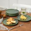 image:imagevicrays Ceramic Salad Plates Set  Porcelain 8 Inch Flat Dessert Appetizer Plate for Lunch Home Party Restaurant  Scratch Resistant Microwave Oven and Dishwasher Safe  Set of 6 BeigeGreen