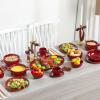 image:imagevicrays Ceramic Small Dessert Bowls Set  10 oz Set of 6 Microwave Oven and Dishwasher Safe for Rice Ice Cream Soup Snacks Cereal Side Dishes Kitchen Bowls Set Starry BlueCherry Red