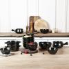 image:imagevicrays Ceramic Soup Bowls with Handles 24 Oz Porcelain Soup Crocks for French Onion Soup Cereal Beef Stew Chill Pasta Pot Pies Microwave and Oven Safe Set of 4 RedBright Black