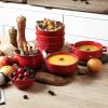 image:imagevicrays Ceramic Soup Bowls with Handles 24 Oz Porcelain Soup Crocks for French Onion Soup Cereal Beef Stew Chill Pasta Pot Pies Microwave and Oven Safe Set of 4 RedScarlet Red