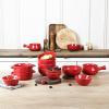 image:imagevicrays Ceramic Soup Bowls with Handles 24 Oz Porcelain Soup Crocks for French Onion Soup Cereal Beef Stew Chill Pasta Pot Pies Microwave and Oven Safe Set of 4 RedScarlet Red