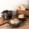 image:imagevicrays Ceramic Soup Bowls with Handles 24 Oz Porcelain Soup Crocks for French Onion Soup Cereal Beef Stew Chill Pasta Pot Pies Microwave and Oven Safe Set of 4 RedBright Black