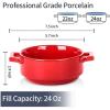image:imagevicrays Ceramic Soup Bowls with Handles 24 Oz Porcelain Soup Crocks for French Onion Soup Cereal Beef Stew Chill Pasta Pot Pies Microwave and Oven Safe Set of 4 RedScarlet Red