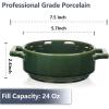 image:imagevicrays Ceramic Soup Bowls with Handles 24 Oz Porcelain Soup Crocks for French Onion Soup Cereal Beef Stew Chill Pasta Pot Pies Microwave and Oven Safe Set of 4 RedGreen