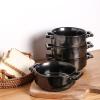 image:imagevicrays Ceramic Soup Bowls with Handles 24 Oz Porcelain Soup Crocks for French Onion Soup Cereal Beef Stew Chill Pasta Pot Pies Microwave and Oven Safe Set of 4 RedBright Black