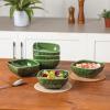 image:imagevicrays Ceramic Square Bowls Set  24 Ounce Soup Dessert Snack Bowls Stoneware Fluted Bowls Set for Kitchen Serving Chip Resistant Dishwasher Microwave Safe Set of 6 GreenGreen