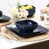 image:imagevicrays Ceramic Square Bowls Set  24 Ounce Soup Dessert Snack Bowls Stoneware Fluted Bowls Set for Kitchen Serving Chip Resistant Dishwasher Microwave Safe Set of 6 GreenStarry Blue