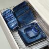 image:imagevicrays Ceramic Square Bowls Set  24 Ounce Soup Dessert Snack Bowls Stoneware Fluted Bowls Set for Kitchen Serving Chip Resistant Dishwasher Microwave Safe Set of 6 GreenStarry Blue