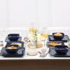 image:imagevicrays Ceramic Square Bowls Set  24 Ounce Soup Dessert Snack Bowls Stoneware Fluted Bowls Set for Kitchen Serving Chip Resistant Dishwasher Microwave Safe Set of 6 GreenStarry Blue