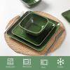 image:imagevicrays Ceramic Square Bowls Set  24 Ounce Soup Dessert Snack Bowls Stoneware Fluted Bowls Set for Kitchen Serving Chip Resistant Dishwasher Microwave Safe Set of 6 GreenGreen
