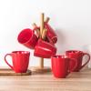 image:imagevicrays Coffee Mug Set 12 Ounce Ceramic Mug for Men Women Unique Glazed Mugs with Handle for Coffee Tea Milk Cocoa Cereal  Set of 6 RedRed
