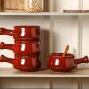 image:imagevicrays French Onion Soup Bowls With Handles 26 Ounce for Soup Chili Beef Stew Chip Resistant Dishwasher Microwave Safe Set of 4 RedCherry Red