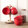 image:imagevicrays Jumbo Soup Mug Coffee Large  27 oz Ceramic Wide Oversized Extra Big Handle Bowls Latte Friends Mug Set Gaint Cereal Oatmeal Cappuccino Cup Set of 4  RedRed