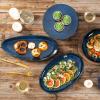 image:imagevicrays Large Oval Serving Platters 161410 Porcelain Serving Platters for Party BBQStackable Serving Trays Serving Plates for Appetizers Sushi Restaurant Dessert Set of 3 RedBlue