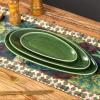 image:imagevicrays Large Oval Serving Platters 161410 Porcelain Serving Platters for Party BBQStackable Serving Trays Serving Plates for Appetizers Sushi Restaurant Dessert Set of 3 RedGreen