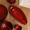 image:imagevicrays Large Oval Serving Platters 161410 Porcelain Serving Platters for Party BBQStackable Serving Trays Serving Plates for Appetizers Sushi Restaurant Dessert Set of 3 RedCherry Red