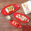 image:imagevicrays Large Oval Serving Platters 161410 Porcelain Serving Platters for Party BBQStackable Serving Trays Serving Plates for Appetizers Sushi Restaurant Dessert Set of 3 RedRed
