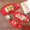 image:imagevicrays Large Oval Serving Platters 161410 Porcelain Serving Platters for Party BBQStackable Serving Trays Serving Plates for Appetizers Sushi Restaurant Dessert Set of 3 RedRed