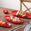 image:imagevicrays Large Oval Serving Platters 161410 Porcelain Serving Platters for Party BBQStackable Serving Trays Serving Plates for Appetizers Sushi Restaurant Dessert Set of 3 RedRed
