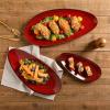 image:imagevicrays Large Oval Serving Platters 161410 Porcelain Serving Platters for Party BBQStackable Serving Trays Serving Plates for Appetizers Sushi Restaurant Dessert Set of 3 RedCherry Red