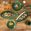 image:imagevicrays Large Oval Serving Platters 161410 Porcelain Serving Platters for Party BBQStackable Serving Trays Serving Plates for Appetizers Sushi Restaurant Dessert Set of 3 RedGreen