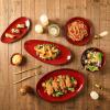 image:imagevicrays Large Oval Serving Platters 161410 Porcelain Serving Platters for Party BBQStackable Serving Trays Serving Plates for Appetizers Sushi Restaurant Dessert Set of 3 RedCherry Red