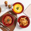image:imagevicrays Wide Rim Soup Bowls  27oz Ceramic Pasta Plates Bowl Set of 4 for Gumbo Salad Spaghetti Dipping Bread Dishes Home Restaurant Use  Microwave Dishwasher Oven Safe  BlueCherry Red