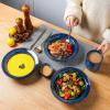 image:imagevicrays Wide Rim Soup Bowls  27oz Ceramic Pasta Plates Bowl Set of 4 for Gumbo Salad Spaghetti Dipping Bread Dishes Home Restaurant Use  Microwave Dishwasher Oven Safe  BlueBlue