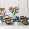 image:imagevicrays Wide Rim Soup Bowls  27oz Ceramic Pasta Plates Bowl Set of 4 for Gumbo Salad Spaghetti Dipping Bread Dishes Home Restaurant Use  Microwave Dishwasher Oven Safe  BlueBlue