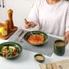 image:imagevicrays Wide Rim Soup Bowls  27oz Ceramic Pasta Plates Bowl Set of 4 for Gumbo Salad Spaghetti Dipping Bread Dishes Home Restaurant Use  Microwave Dishwasher Oven Safe  BlueGreen