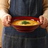 image:imagevicrays Wide Rim Soup Bowls  27oz Ceramic Pasta Plates Bowl Set of 4 for Gumbo Salad Spaghetti Dipping Bread Dishes Home Restaurant Use  Microwave Dishwasher Oven Safe  BlueCherry Red