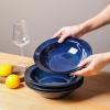 image:imagevicrays Wide Rim Soup Bowls  27oz Ceramic Pasta Plates Bowl Set of 4 for Gumbo Salad Spaghetti Dipping Bread Dishes Home Restaurant Use  Microwave Dishwasher Oven Safe  BlueBlue