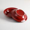 image:imagevicrays Wide Rim Soup Bowls  27oz Ceramic Pasta Plates Bowl Set of 4 for Gumbo Salad Spaghetti Dipping Bread Dishes Home Restaurant Use  Microwave Dishwasher Oven Safe  BlueCherry Red