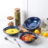 image:imagevicrays Wide Rim Soup Bowls  27oz Ceramic Pasta Plates Bowl Set of 4 for Gumbo Salad Spaghetti Dipping Bread Dishes Home Restaurant Use  Microwave Dishwasher Oven Safe  BlueBlue