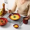 image:imagevicrays Wide Rim Soup Bowls  27oz Ceramic Pasta Plates Bowl Set of 4 for Gumbo Salad Spaghetti Dipping Bread Dishes Home Restaurant Use  Microwave Dishwasher Oven Safe  BlueCherry Red