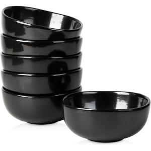 image:imagevicrays Ceramic Cereal Bowls  26 Ounce Porcelain Soup Salad Rice Dessert Cream Set  Chip Resistant Dishwasher Microwave Safe  Set of 6 BlueBlack