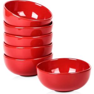 image:imagevicrays Ceramic Cereal Bowls  26 Ounce Porcelain Soup Salad Rice Dessert Cream Set  Chip Resistant Dishwasher Microwave Safe  Set of 6 BlueRed