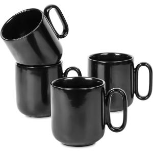 image:imagevicrays Ceramic Coffee Mug Set  18 Ounce Large Stoneware Mug for Men Women  Unique Glazed Porcelain Mugs with Handle for Coffee Latte Tea Milk Cocoa  Set of 4 GreenBlack